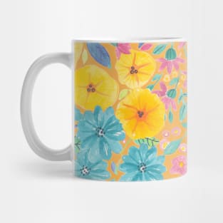 Floral watercolor pattern in yellow Mug